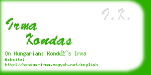 irma kondas business card